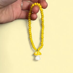Yellow Mushroom Charm Bracelet / Keychain